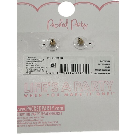 Packed Party Earrings Ice Cream Cone Dangle Gold Tone Enamel Rhinestones New - Picture 4 of 4